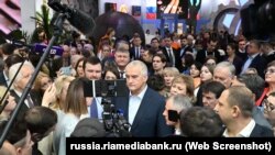 Российский глава Крыма Сергей Аксенов на презентации крымского стенда на форуме «Россия» в Москве, 15 декабря 2023 года