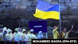 Украинские участники Олимпиады на церемонии открытия соревнований 