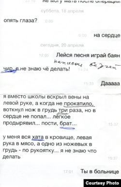 Переписка Ростислава Панченко в сети "ВКонтакте" с другом Сергеем Чиркизьяновым - Чиром, в день гибели, 20 апреля 2015 г.