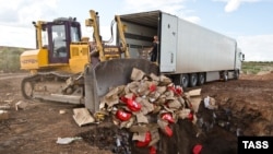 Уничтожение "санкционного" сыра под Оренбургом, 6 августа