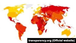 Мапа сьвету паводле Індэксу ўспрыняцьця карупцыі ад Transparency International, 2017