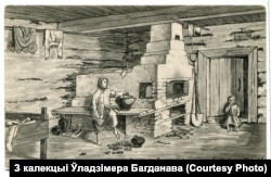 Сялянскае жытло на Дзятлаўшчыне, красавік 1916 г. Мастак і выдавец — унтэр-афіцэр Ernst Walter. Патоўка палявой пошты