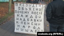 Belarus - The pensioner Nikolai Chernous held a picket in Baranavichy, November 5, 2017