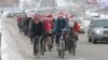 Novosibirsk Santas on bicycles