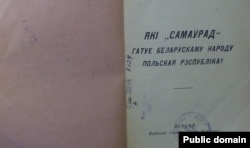 Вокладка брашуры У. Самойлы «Які «Самаўрад» гатуе Беларускаму народу Польская рэспубліка?» Вільня, 1924 год