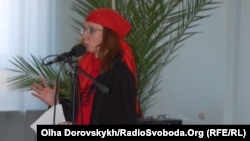 Евгения Бильченко на литературном фестивале в Донецке. Сентябрь 2010 года