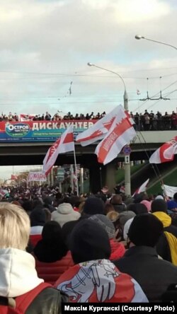 Фота Максіма Курганскага з акцыі пратэсту ў Менску