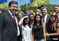 Саакашвілі і Парашэнка сустракаюцца з жыхарамі Адэсы, ліпень 2015