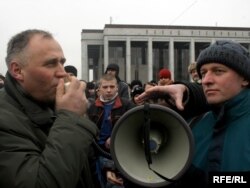 Мікола Статкевіч на мітынгу. Менск, 21 студзеня 2008