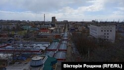 Акупаваны Расеяй Бярдзянск Запароскай вобласьці, сакавік 2022 году. Архіўнае фота 