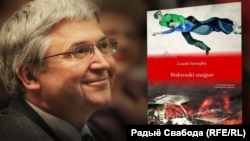 Лешэк Шарэпка і вокладка кнігі «Беларускі снайпэр»